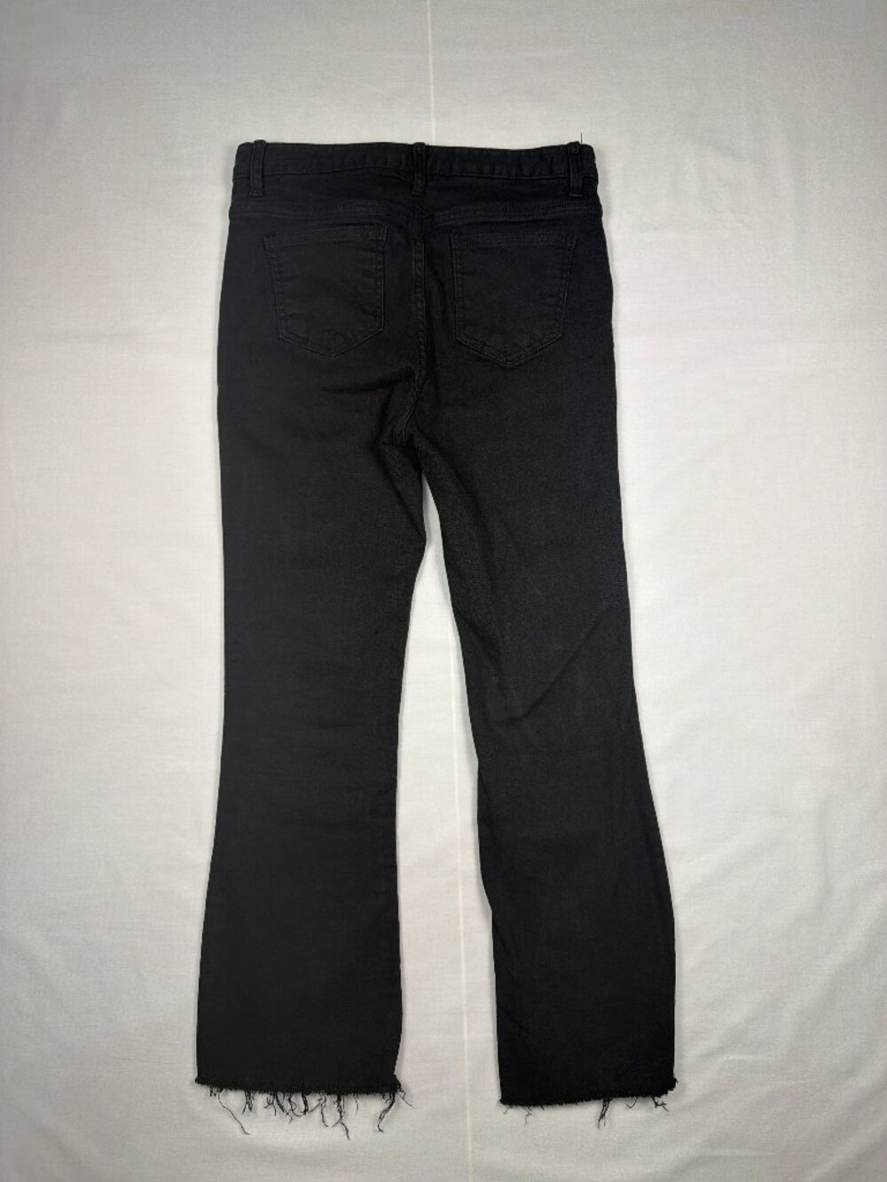 Korean Vintage Style Black Straight Leg Cut Off Jeans